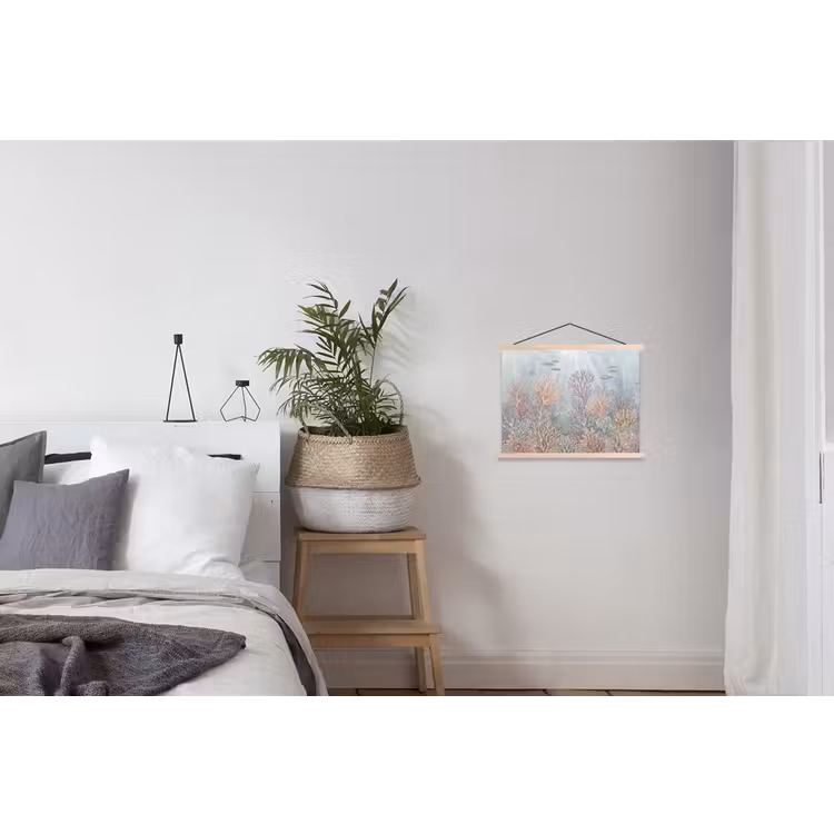 Vis - Koraal - Oceaan - Illustratie - Onderwater textielposter latten blank klein -woonkamer