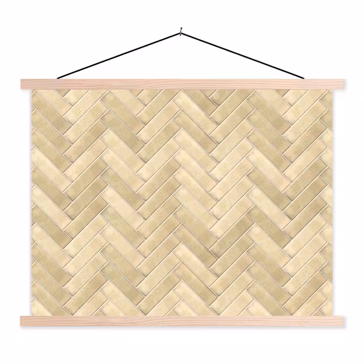 Visgraat - Tegel - Zand textielposter latten blank klein 122 -3d