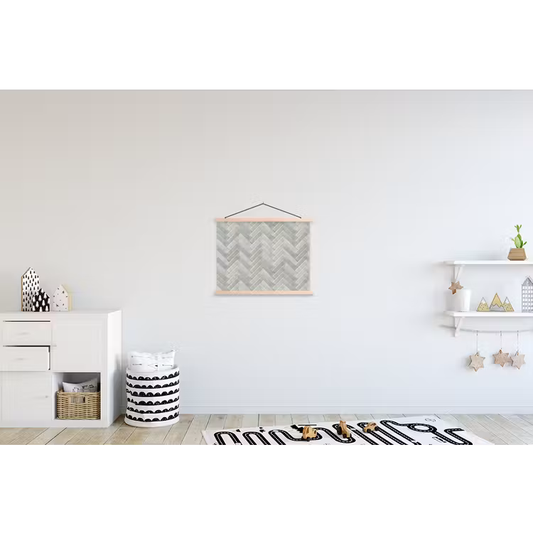 Visgraat - Wandtegel - Grijs textielposter latten blank klein 122 -kinderkamer