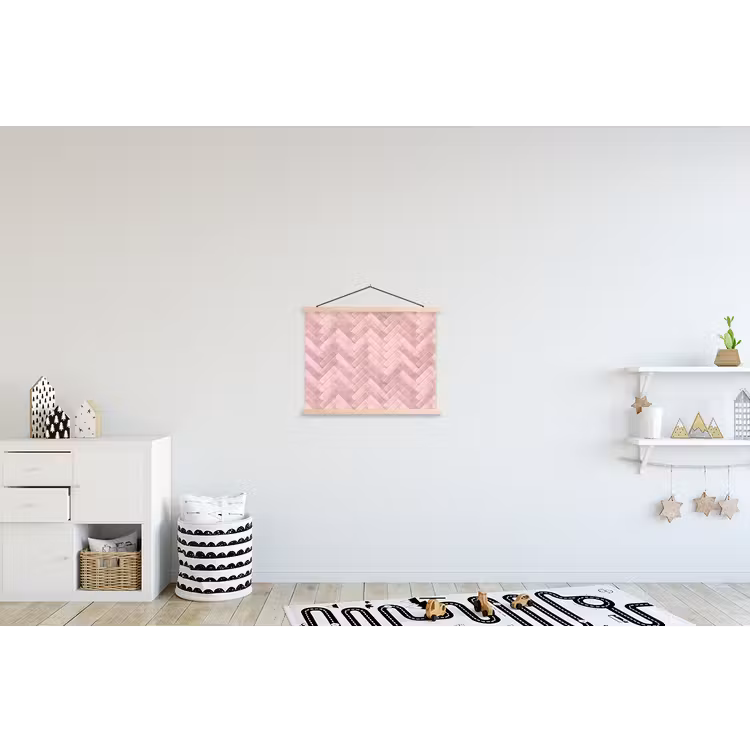 Visgraat - Wandtegel - Lichtroze textielposter latten blank klein 122 -kinderkamer