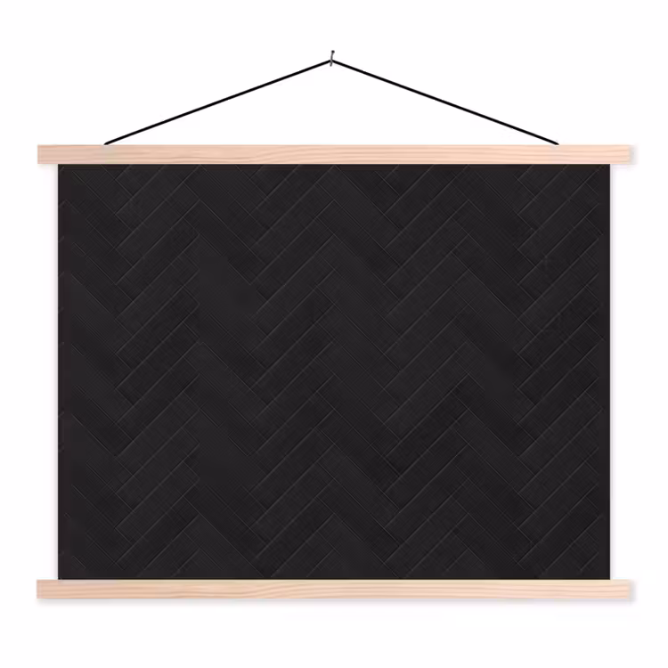 Visgraat - Wandtegel - Mat - Zwart textielposter latten blank klein 122 -3d