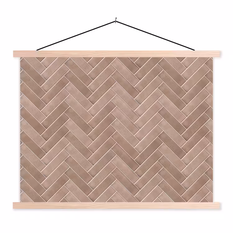 Visgraat - Wandtegel - Oudroze - Terracotta textielposter latten blank klein 122 -3d