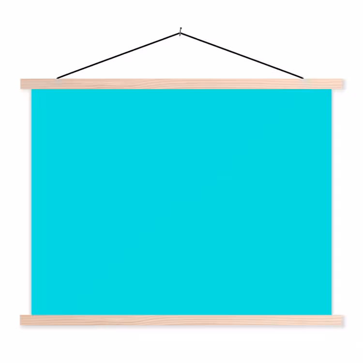 Vivid - Aquamarine - Turkoois textielposter latten blank klein 122 -3d
