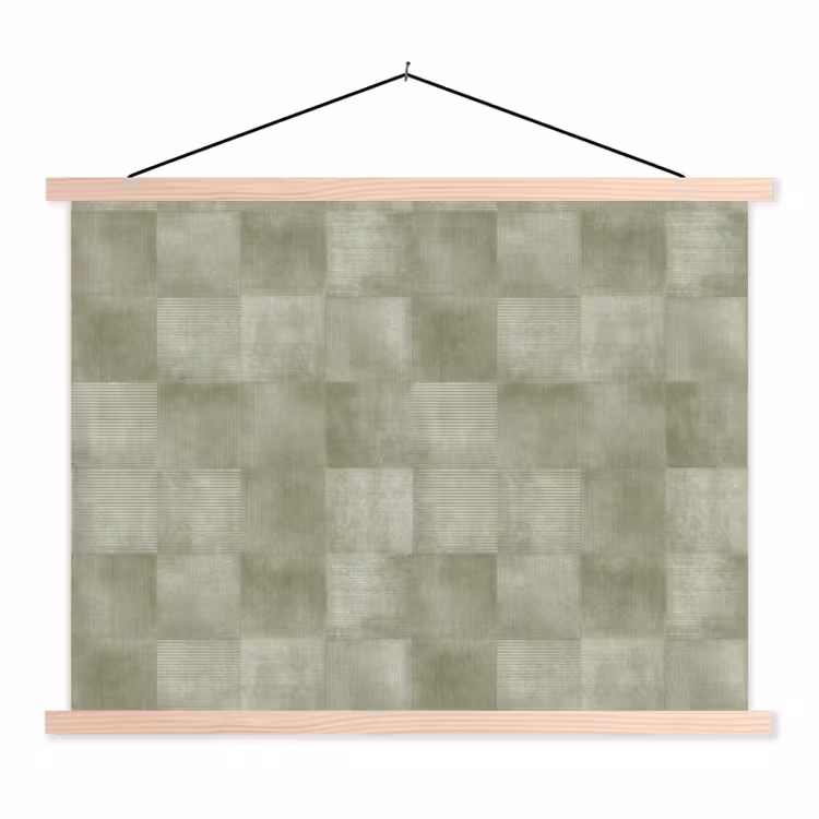 Vlakken - Rustiek - Groen textielposter latten blank klein 122 -3d