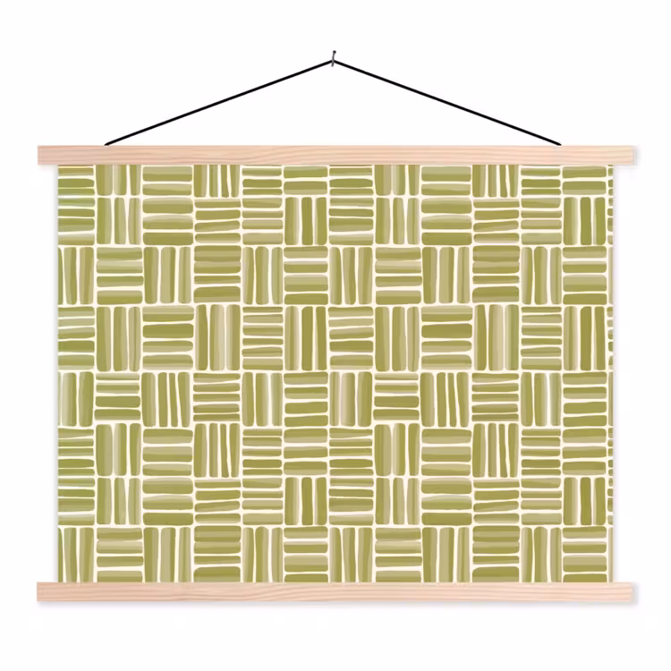 Vlecht - Patroon - Groen textielposter latten blank klein 122 -3d