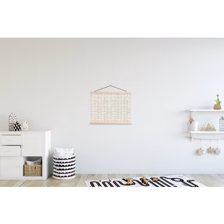 Vlechtwerk - Banen - Beige textielposter latten blank klein 122 -kinderkamer