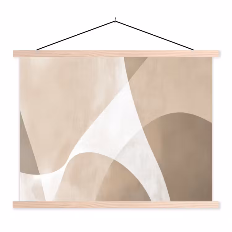 Vloeiende vlakken - Harmonieus - Golvend textielposter latten blank klein -3d