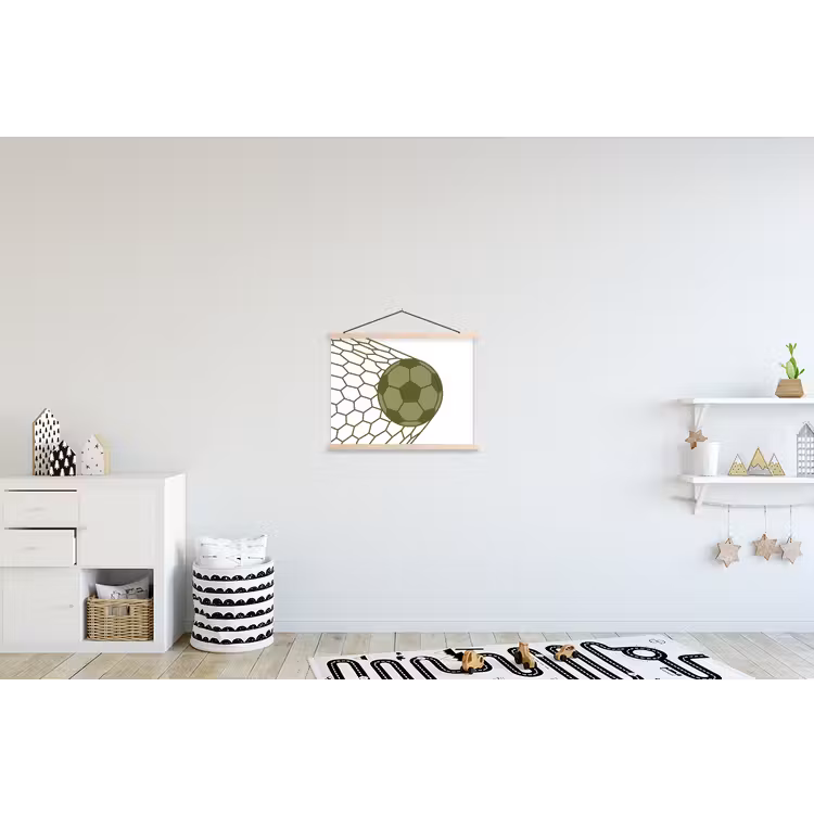 Voetbal - Goal - Sport - Groen textielposter latten blank klein -kinderkamer