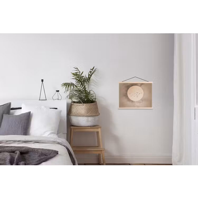 Vogel - Beige - Japandi textielposter latten blank klein -woonkamer
