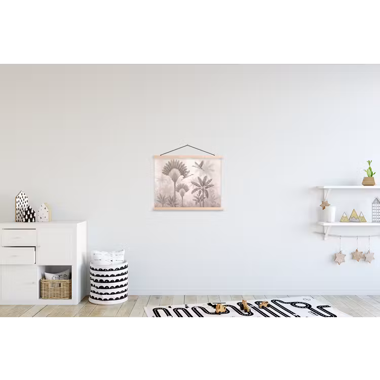 Vogel - Tropisch - Jungle - Natuur - Beige textielposter latten blank klein -kinderkamer