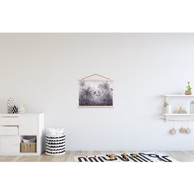 Vogel - Vliegend - Jungle - Vintage - Dieren textielposter latten blank klein -kinderkamer