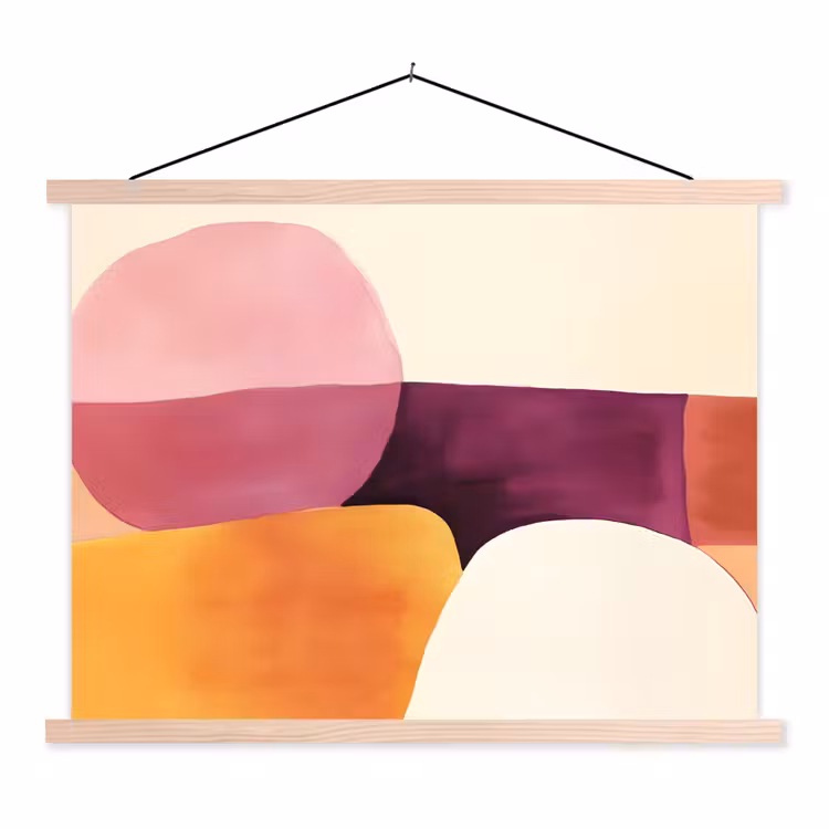 Vormen - Abstract - Kleurrijk textielposter latten blank klein -3d