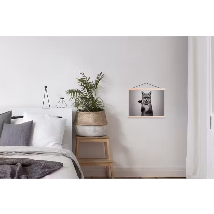 Vos - WC-ontstopper - Zwart - Wit textielposter latten blank klein -woonkamer