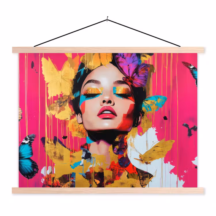 Vrouw - Abstract - Kleurrijk textielposter latten blank klein -3d