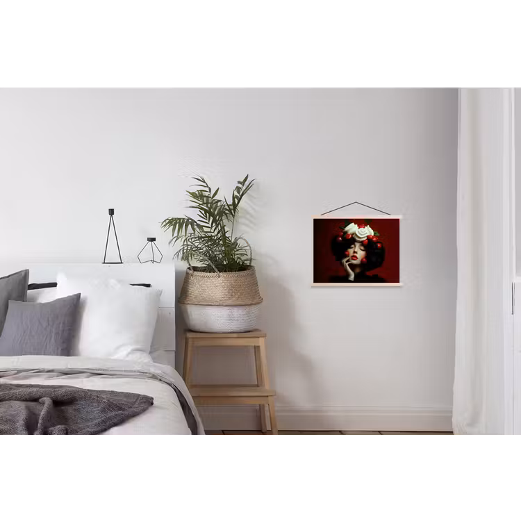 Vrouw - Kersen - Slagroom textielposter latten blank klein -woonkamer