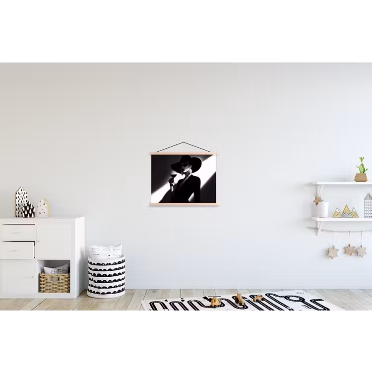 Vrouw - Wijn - Chic textielposter latten blank klein -kinderkamer