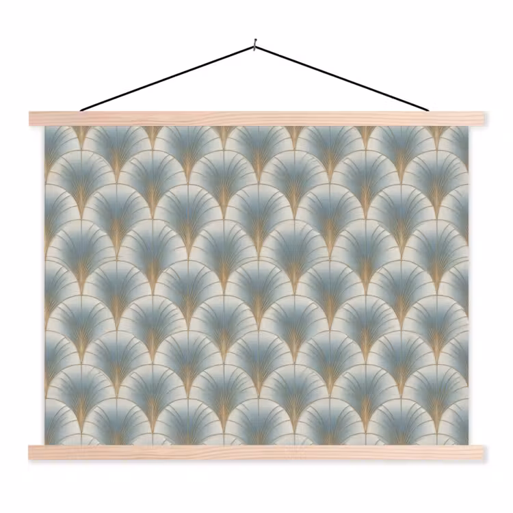 Waaier - Klassiek - Blauw textielposter latten blank klein 122 -3d