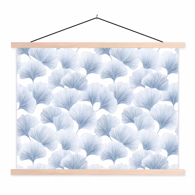 Waaier - Modern - Blauw textielposter latten blank klein 122 -3d
