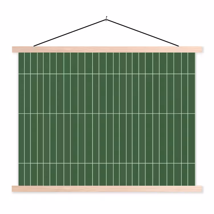 Wandtegel - Verticaal - Donkergroen textielposter latten blank klein 122 -3d
