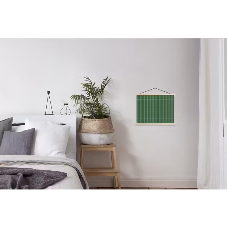 Wandtegel - Verticaal - Donkergroen textielposter latten blank klein 122 -woonkamer