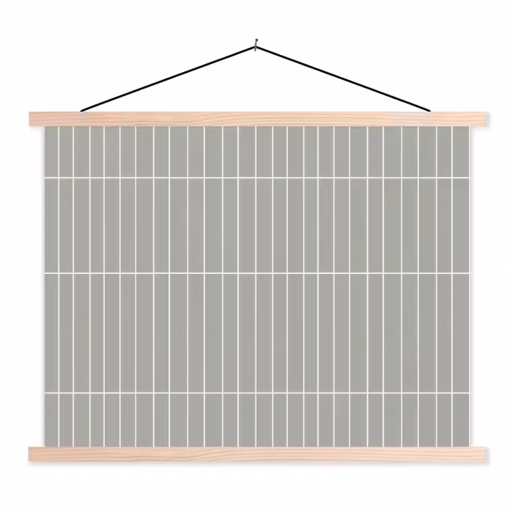 Wandtegel - Verticaal - Lichtgrijs textielposter latten blank klein 122 -3d