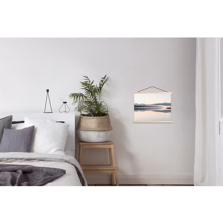 Water - Bomen - Mistlaag textielposter latten blank klein -woonkamer