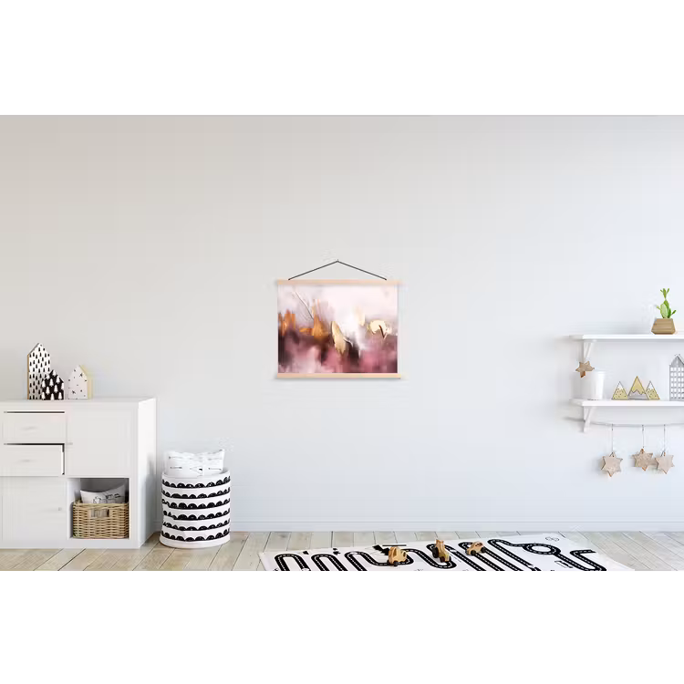 Watercolor - Goud - Roze - Abstract - Kunst textielposter latten blank klein -kinderkamer