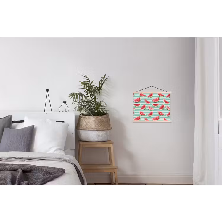 Watermeloen - Strepen - Groen textielposter latten blank klein 122 -woonkamer
