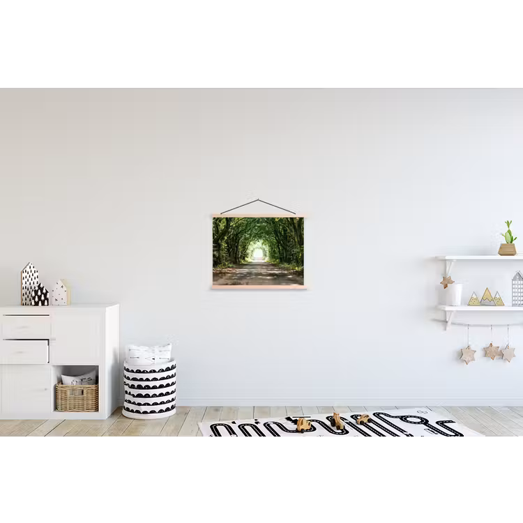 Weg - Bomen - Natuur - Groen textielposter latten blank klein -kinderkamer