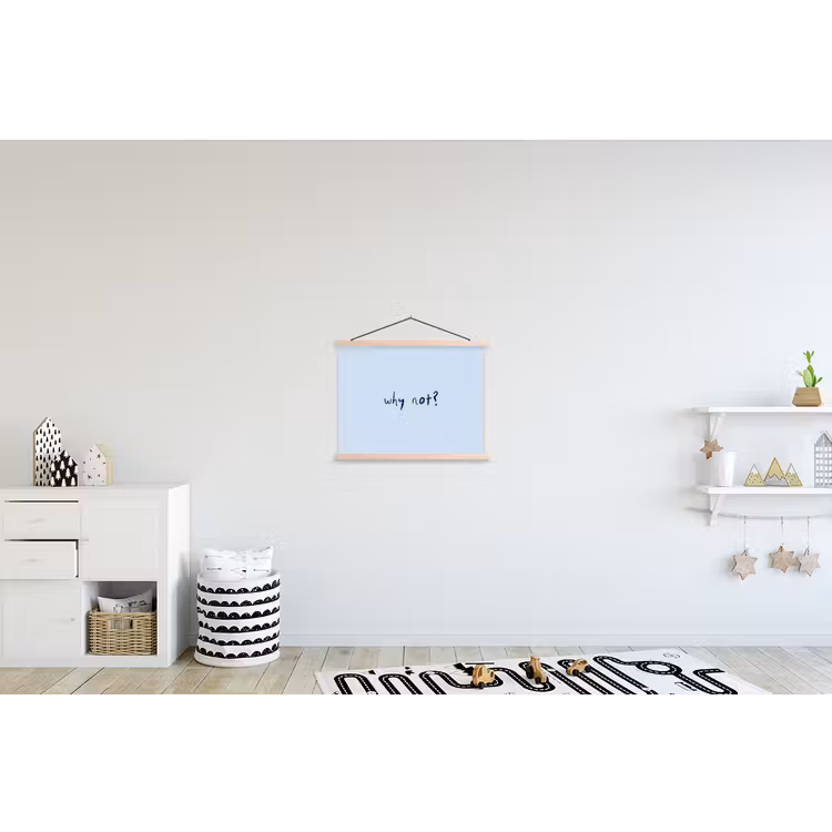 Why not - Blauw - Donker blauw - Quote textielposter latten blank klein -kinderkamer