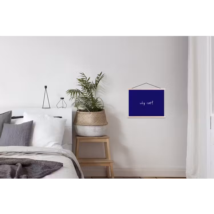 Why not - Blauw - Handgeschreven textielposter latten blank klein -woonkamer