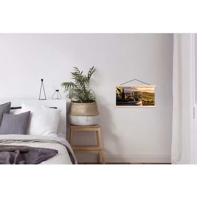 Wijn - Druiven - Heuvels - Landschap textielposter latten blank klein -woonkamer