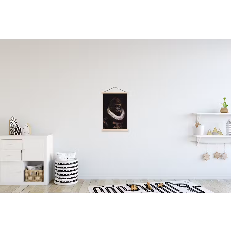 Willem van Oranje - Adriaen Thomasz - Aap textielposter latten blank klein -kinderkamer