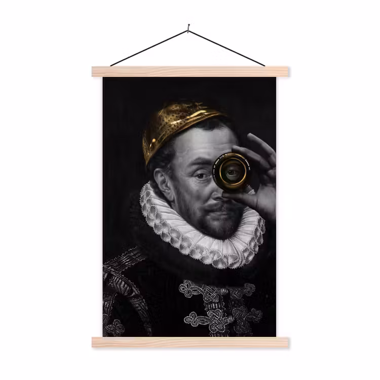 Willem van Oranje - Adriaen Thomasz - Goud - Lens textielposter latten blank klein -3d