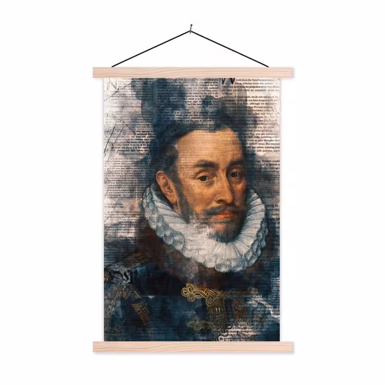 Willem van Oranje - Adriaen Thomasz - Krant textielposter latten blank klein -3d