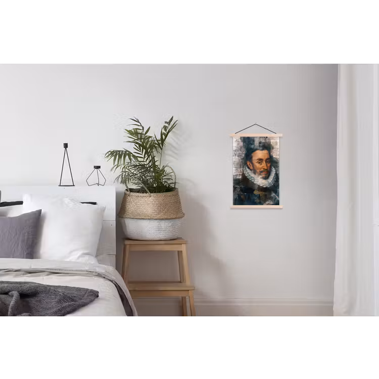Willem van Oranje - Adriaen Thomasz - Krant textielposter latten blank klein -woonkamer
