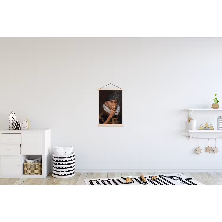 Willem van Oranje - Adriaen Thomasz - Sigaretten - Rook textielposter latten blank klein -kinderkamer