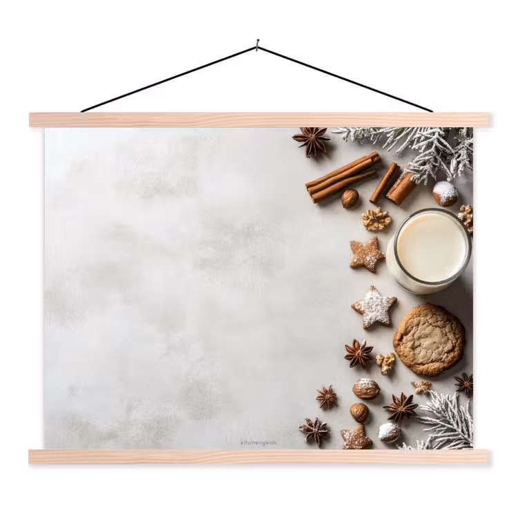 Winter - Kerst - Specerijen - Wit textielposter latten blank klein -3d