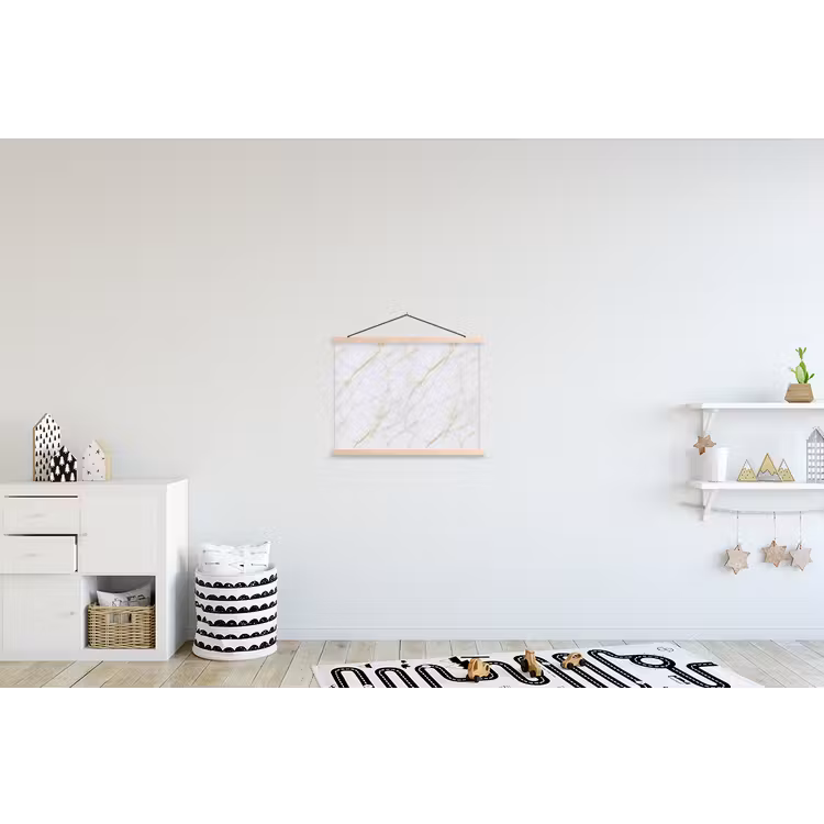 Wit - Marmer - Goud - Luxueus textielposter latten blank klein 122 -kinderkamer