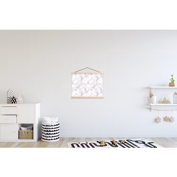 Wit - Marmer - Grijs textielposter latten blank klein 122 -kinderkamer