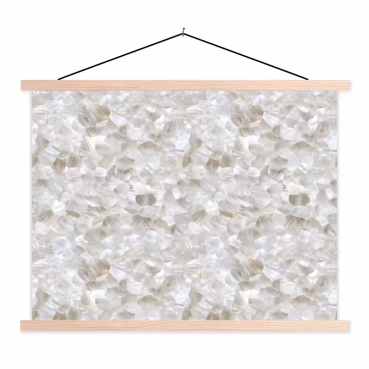 Wit - Penseelstreken - Reliëfeffect textielposter latten blank klein 122 -3d