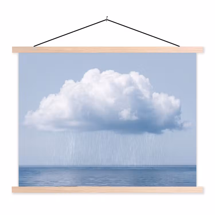 Schoolplaat - Wolk - Regen - Natuur - Wolk - Regen - Natuur textielposter latten blank klein