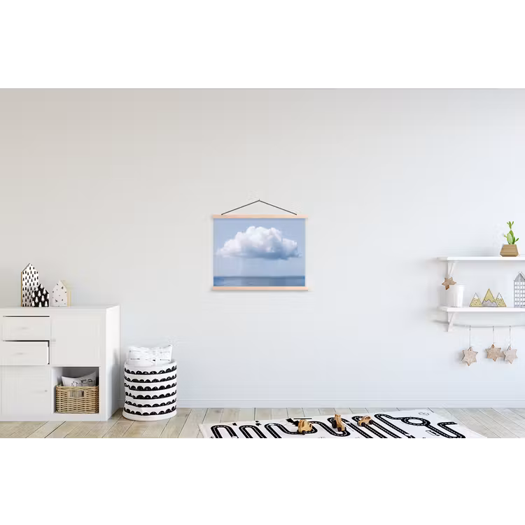 Schoolplaat - Wolk - Regen - Natuur - Wolk - Regen - Natuur textielposter latten blank klein