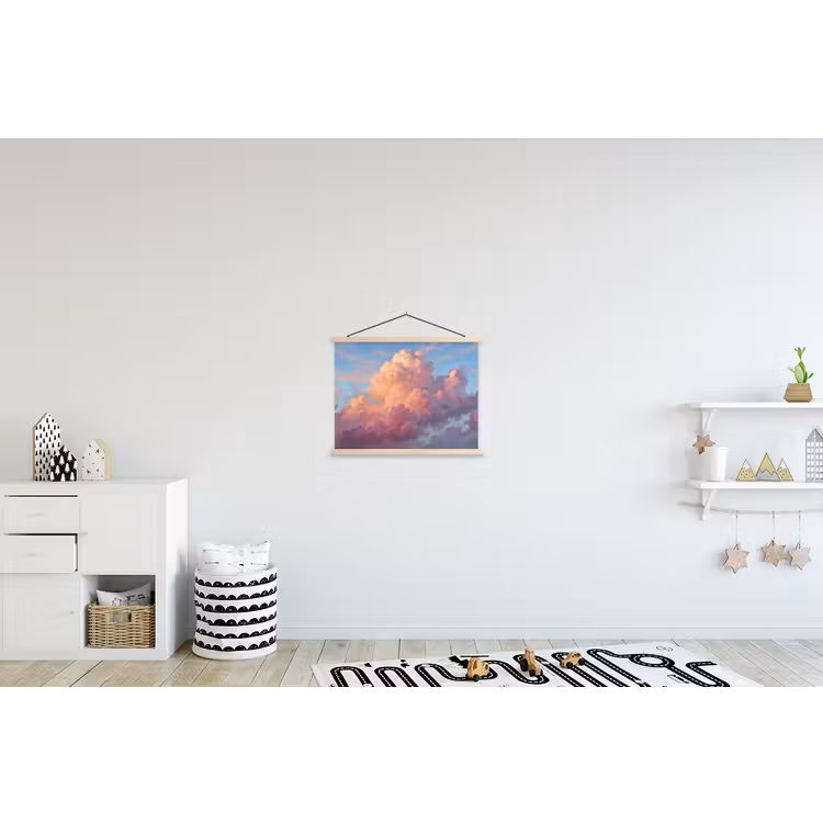 Wolken - Lucht - Natuur - Abstract - Kleurrijk textielposter latten blank klein -kinderkamer