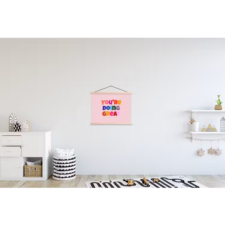 You're doing great - Roze - Kleurrijk textielposter latten blank klein -kinderkamer
