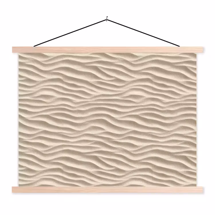 Zand - Golven - Beige textielposter latten blank klein 122 -3d