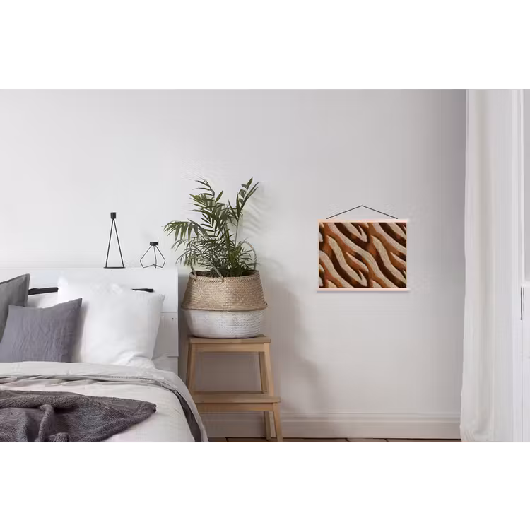Zebra - Bruin - Patroon textielposter latten blank klein 122 -woonkamer