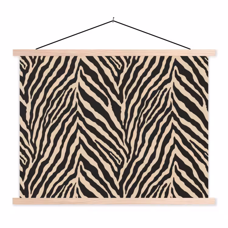Zebra - Klassiek - Zwart textielposter latten blank klein 122 -3d
