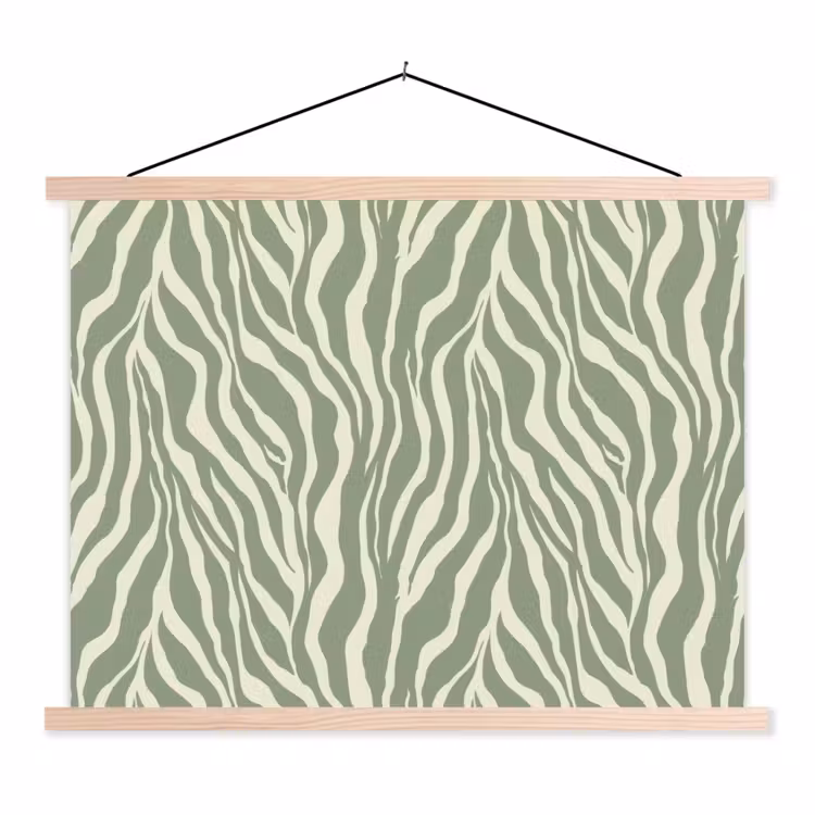 Zebra - Motief - Groen textielposter latten blank klein 122 -3d