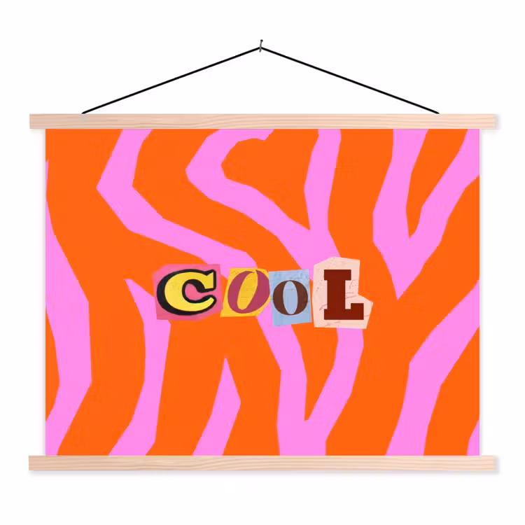 Zebraprint - Grafisch - COOL - Oranje textielposter latten blank klein -3d